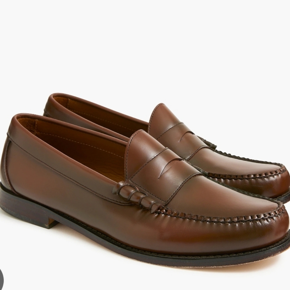 J. Crew Factory Brown Leather Penny Loafers